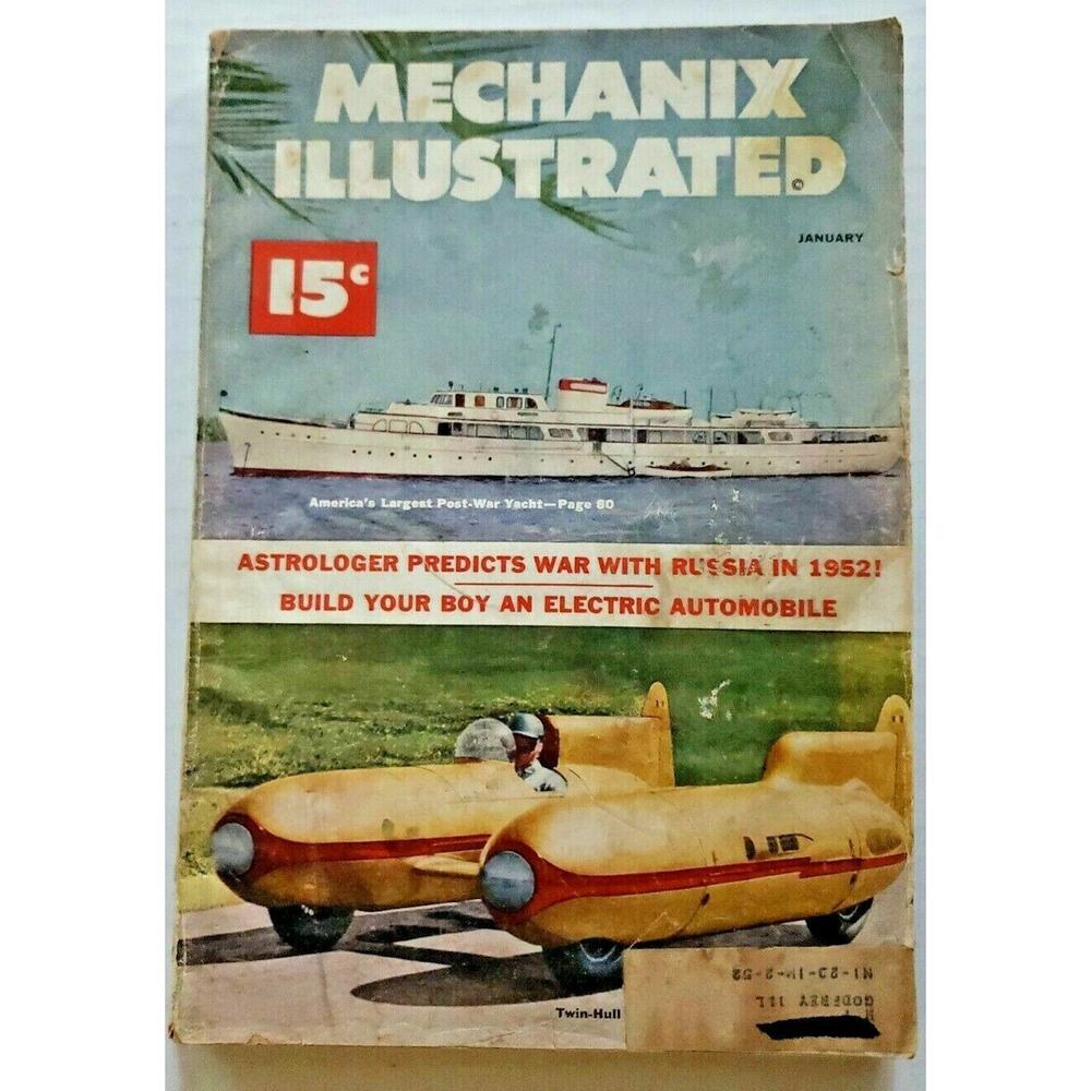 1952 Vintage Rare Mechanix Illustrated Magazine January 1952 M553